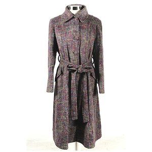 Borme Purple Multi-Colored Belted Trench Coat XXL